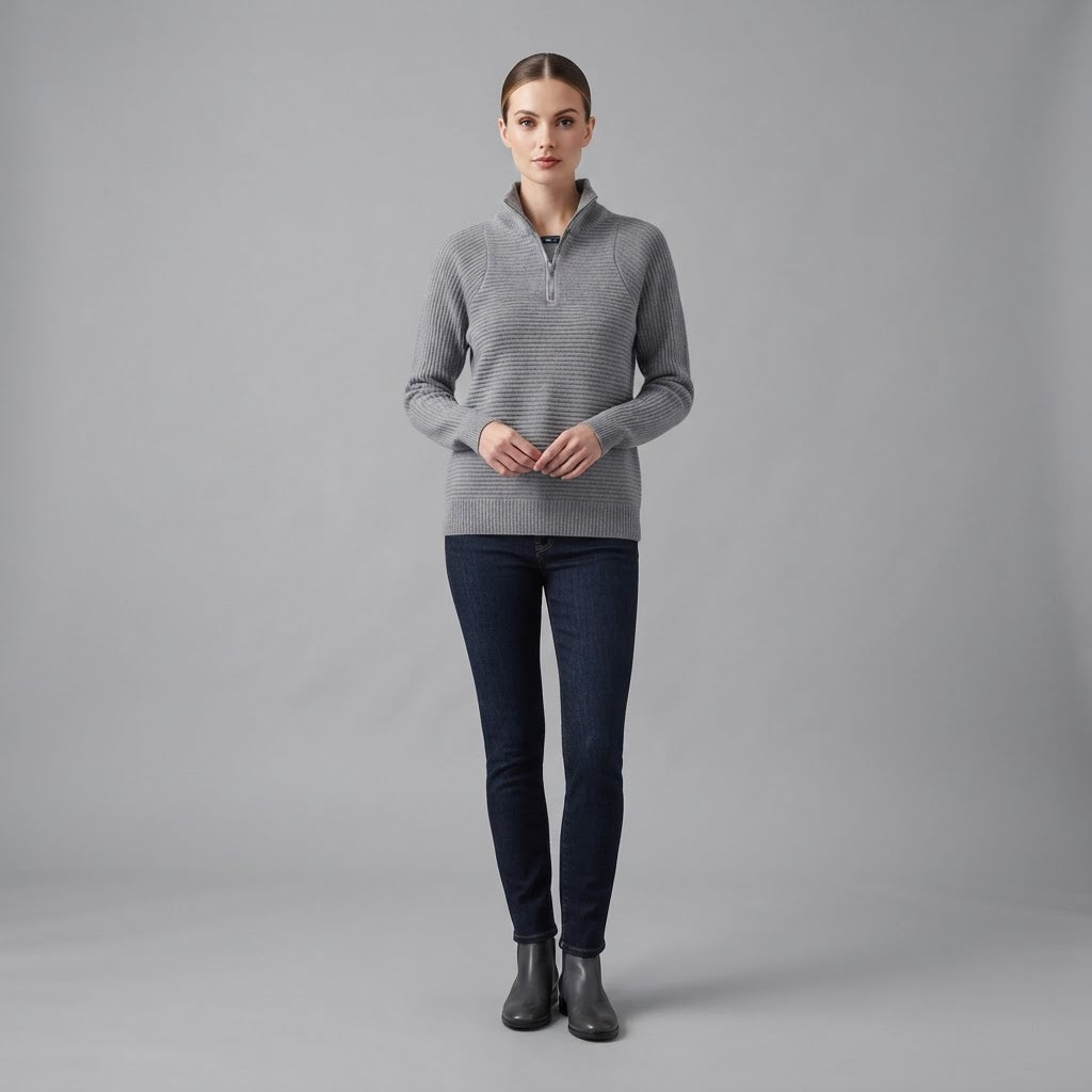 Antonia | Women's Ribbed Sweater Half-Zip