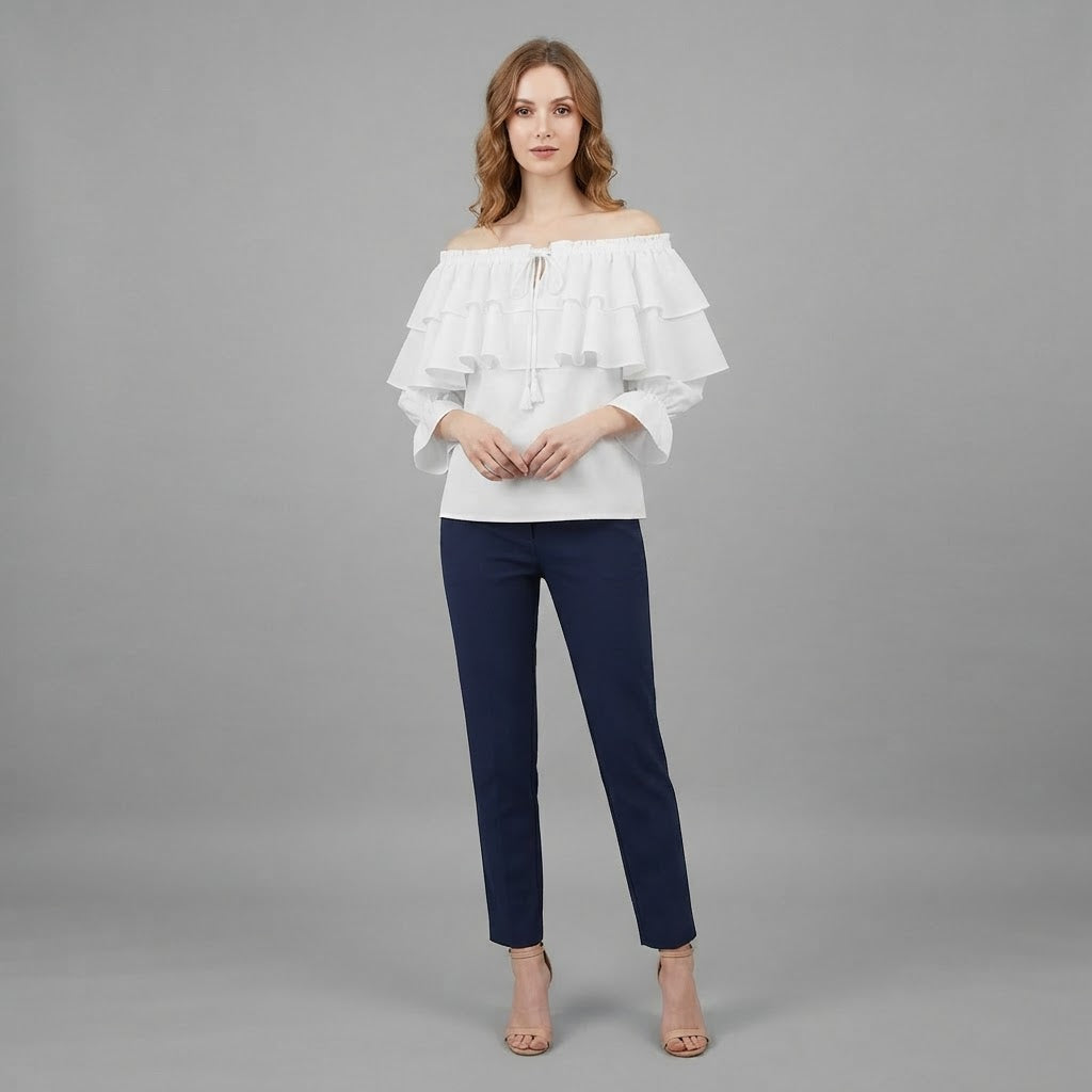 Off-Shoulder Ruffle Blouse | Women's Long Sleeve Top