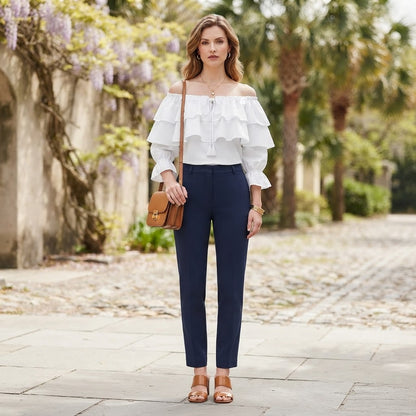 Off-Shoulder Ruffle Blouse | Women's Long Sleeve Top