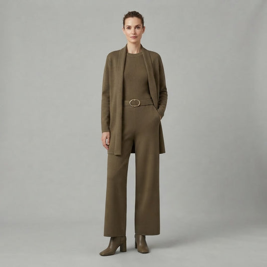 Women's Three-Piece Set | Wide Leg Trousers